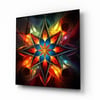 Fraktal Renkli Çiçek Kare Cam Tablo-Glass Art Concept