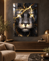Gold Aslan Dikey Cam Tablo-Glass Art Concept
