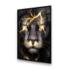 Gold Aslan Dikey Cam Tablo-Glass Art Concept