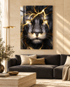 Gold Aslan Dikey Cam Tablo-Glass Art Concept