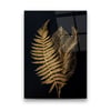 Gold Yapraklar Dikey Cam Tablo-Glass Art Concept