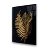 Gold Yapraklar Dikey Cam Tablo-Glass Art Concept