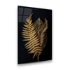 Gold Yapraklar Dikey Cam Tablo-Glass Art Concept