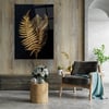 Gold Yapraklar Dikey Cam Tablo-Glass Art Concept