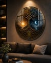 Hayat Ağacı 19 Yuvarlak Cam Tablo-Glass Art Concept
