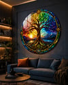 Hayat Ağacı 20 Yuvarlak Cam Tablo-Glass Art Concept
