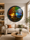 Hayat Ağacı 20 Yuvarlak Cam Tablo-Glass Art Concept
