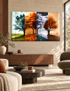 Mevsim Ağacı Yatay Cam Tablo-Glass Art Concept