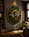 Mistik Göz Yuvarlak Cam Tablo-Glass Art Concept