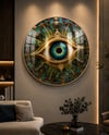 Mistik Göz Yuvarlak Cam Tablo-Glass Art Concept