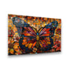 Mozaik Kelebek Yatay Cam Tablo-Glass Art Concept