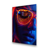 Neon Gözlüklü Kadın Dikey Cam Tablo-Glass Art Concept