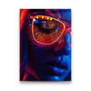 Neon Gözlüklü Kadın Dikey Cam Tablo-Glass Art Concept