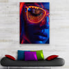 Neon Gözlüklü Kadın Dikey Cam Tablo-Glass Art Concept