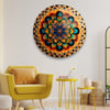 Renkli Mandala Yuvarlak Cam Tablo-Glass Art Concept