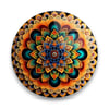 Renkli Mandala Yuvarlak Cam Tablo-Glass Art Concept