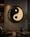 Ying ile Yang Denge Sembolü 2 Yuvarlak Cam Tablo-Glass Art Concept