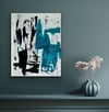 Turquoise Blue Yağlı Boya Dokulu TabloYağlı Boya Dokulu Soyut TablolarTablolife.com