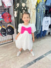 BEYAZ BALON KOL FİYONK DETAY FİSTO ELBİSE