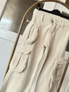 EKRU CEP DETAY  %100 PAMUK DOKUMA JEANS 