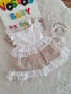 KREM FİSTO VİNTAGE ELBİSE