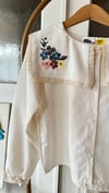 KREM KADİFE PANTALON & NAKIŞLI BLUZ  TAKIM