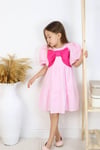 PEMBE BALON KOL FİYONK DETAY POPLİN ELBİSE