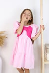 PEMBE BALON KOL FİYONK DETAY POPLİN ELBİSE