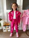 PEMBE FERMUARLI ÇİÇEK NAKIŞLI  EŞOFMAN TAKIMI