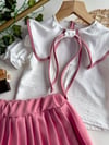 PEMBE FİYONK BLUZ & PİLELİ ETEK TAKIM