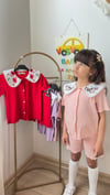 PEMBE YAKA NAKIŞ DETAYLI FİTİLLİ  ŞORTLU MÜSLİN TAKIM