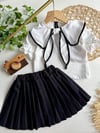 SİYAH FİYONK BLUZ & PİLELİ ETEK TAKIM