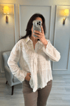 Dantelli Oversize Gömlek Beyaz
