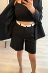 Kontrast Poplin Bermuda Şort Siyah