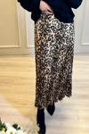 Kraşlı Midi Etek Leopar Desenli