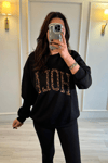Leopar HOLA Nakışlı Sweatshirt Siyah