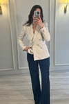 Özel Dikim Düğmeli Blazer Ceket Taş