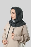 Antrasit Bağcıklı Peluş Salaş Balaklava Boyunluklu Bere Jakar Düz - Hürrem Bone 2328_25
