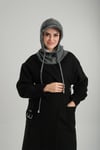 Antrasit Bağcıklı Peluş Salaş Şapkalı Balaklava Boyunluklu Bere Jakar Düz - Hürrem Bone 2332_25