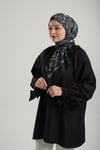 Antrasit Desenli Eşarp Bambu Çiçek Dijital Baskılı - Hürrem Bone 202208_25