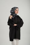 Antrasit Desenli Eşarp Bambu Geometrik Dijital Baskılı - Hürrem Bone 202205_25