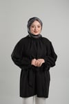 Antrasit Desenli Eşarp Kesik Elyaf Pamuksu Etnik Dijital Baskılı - Hürrem Bone 202207_25