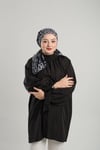 Antrasit Desenli Eşarp Kesik Elyaf Pamuksu Leopar Dijital Baskılı - Hürrem Bone 202201_25