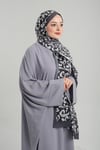 Antrasit Desenli Şal Kesik Elyaf Pamuksu Leopar Dijital Baskılı - Hürrem Bone 202125_25