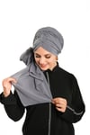 Antrasit Pratik Hazır Geçmeli Bone Şal Şifon Drapeli - Hürrem Bone 2507_25