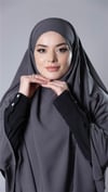 Antrasit Pratik Hazır Geçmeli Tesettür Eşarp Medine İpeği Kumaş Arkadan Bağlamalı Çift Katlı Sufle Hijab - Hürrem Bone 2302_25