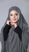 Antrasit Pratik Hazır Geçmeli Tesettür Eşarp Medine İpeği Bağcıklı Sufle Hijab - Hürrem Bone 2301_25