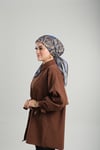 Bebe Mavisi Desenli Eşarp Kesik Elyaf Pamuksu Etnik Dijital Baskılı - Hürrem Bone 202207_11