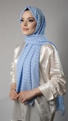 Bebe Mavisi Desenli Şal Şifon Kumaş Kareli Çizgili - Hürrem Bone 202107_11