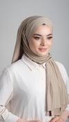 Bej Arkadan Bağlamalı Şal Viskon Kumaş Üç Bantlı - Hürrem Bone 2103_12
